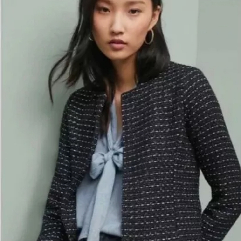 ⭐️ Host Pick ⭐️ Anthropologie Dolan Left Coast | Tweed Open Flare Croppe Blazer - Picture 2 of 12